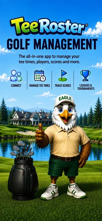 TeeRoster App Store image: golf management for tee times, players, scores and leagues