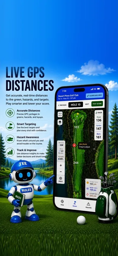 TeeRoster live GPS distances on a hole map