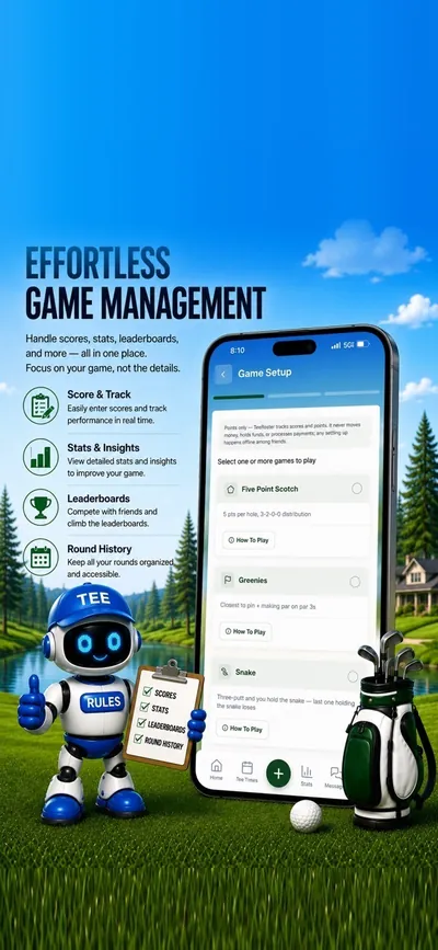 TeeRoster game setup for group games like skins and snake