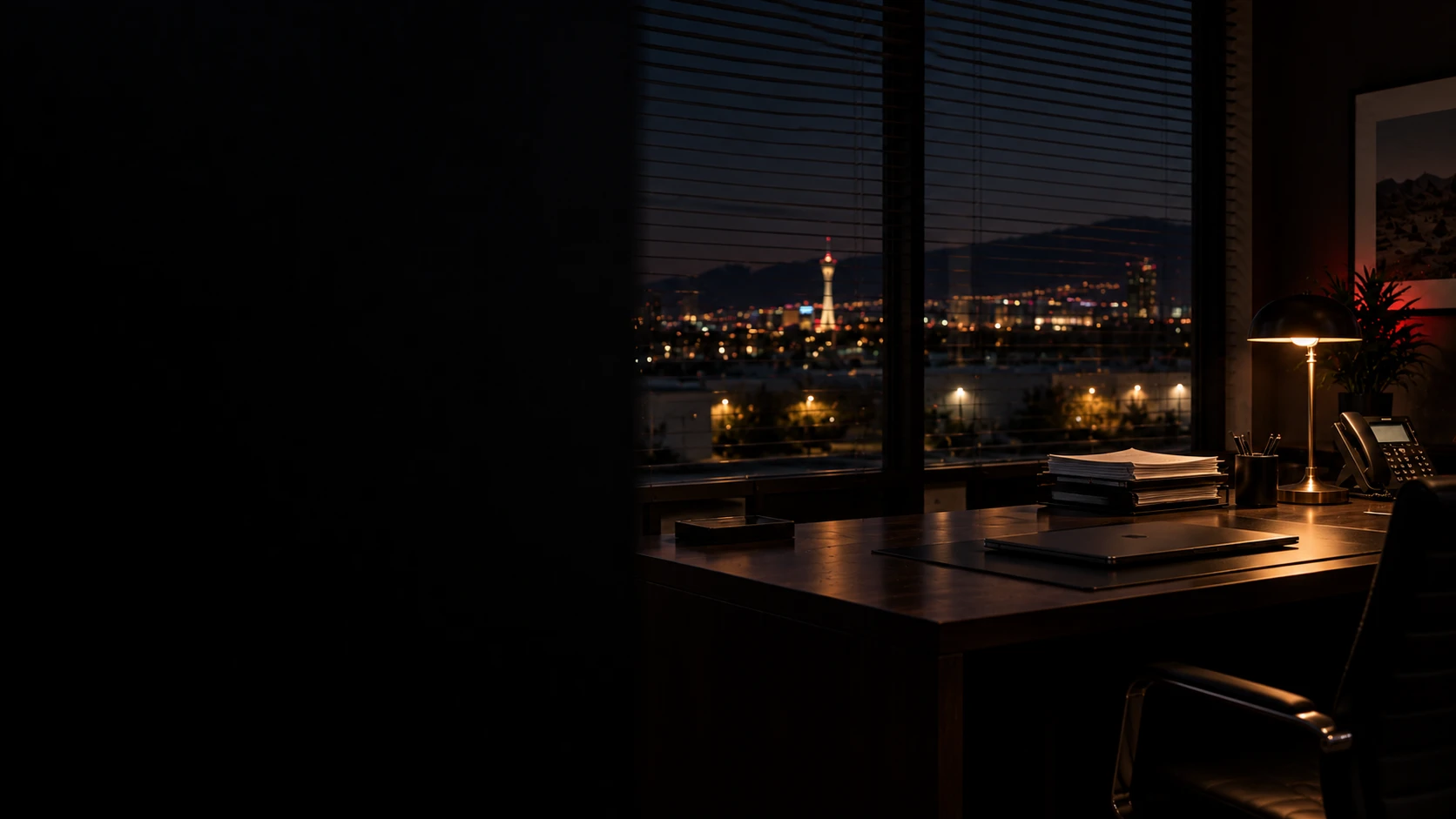 Back office in a Henderson business park at night