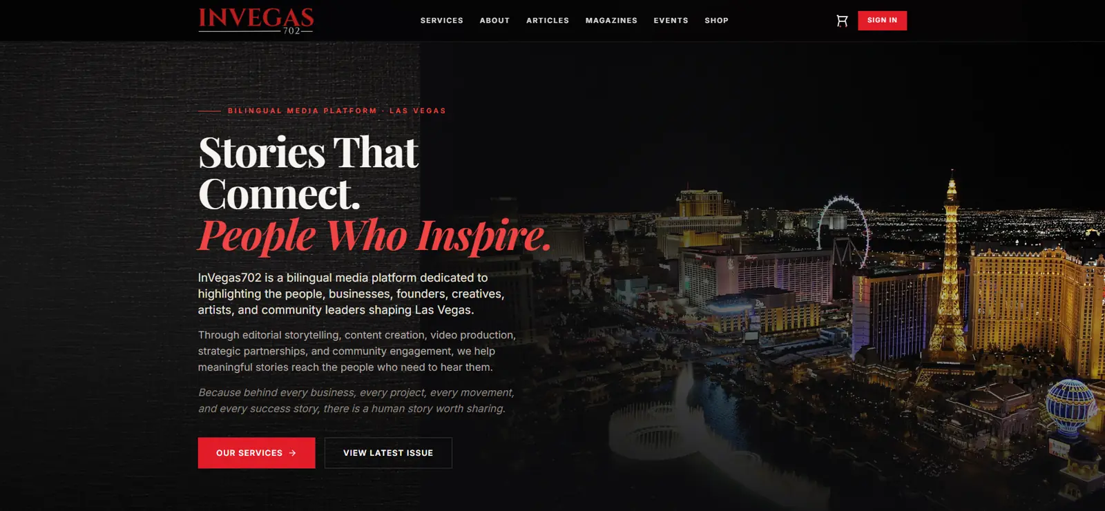 InVegas702 Las Vegas culture magazine website homepage