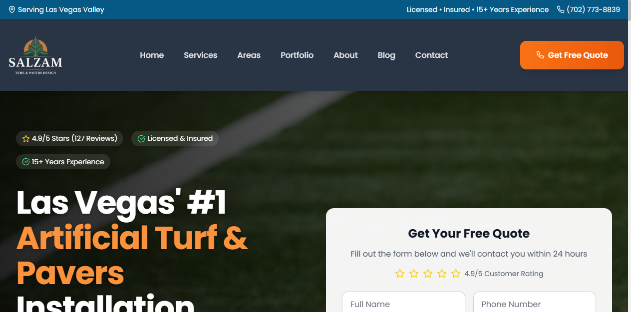 Salzam Turf & Pavers Las Vegas installation website
