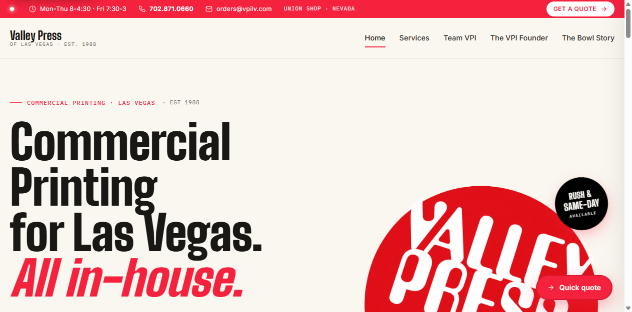 Valley Press of Las Vegas commercial printing website